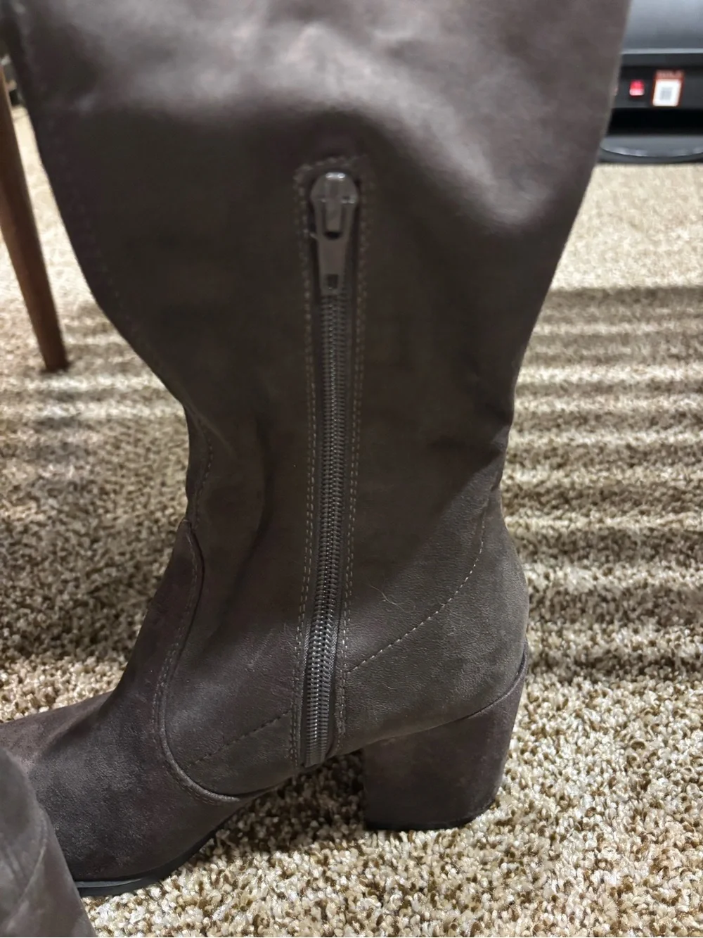 Gray Suede Over-the-Knee Boot